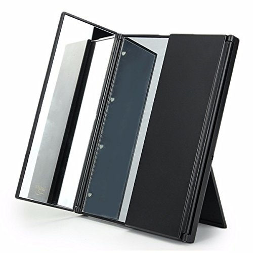 Kosmetikspiegel mit LED beleuchtung ,Charminer super helle 8 LEDs 3 Seite Tri-Fold Schminkspiegel, batteriebetrieben(Batterie nicht enthalten) Beleuchtet Makeup Spiegel,Badspiegel Ohne vergrößerung Reisespiegel Faltbare Beleuchtet Standspiegel - 4