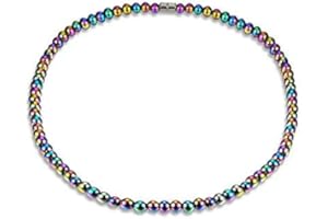 FILFEEL Stone Necklace, Women Men Health Care Magnetic Therapy Hematite Beads Jewelry Gift