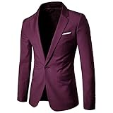 Trendy und elegant Blazers ZhuiKun Herren Anzugjacken EIN Knopf Anzug Jacken Mantel Blazer Geschäft Anzugjacken Hochzeitsanzug Dunkelrot 4XL