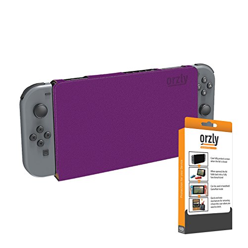 Preisvergleich Produktbild Orzly Displayschutz & Stand für die Verwendung mit Nintendo Switch, Multifunktionale Tablethülle in LILA - Schutzhülle / Etui / Case / Cover für die Nintendo Switch mit eingebautem Stand und schützender Klappe, welches das Display der Nintendo Switch Konsole schützt