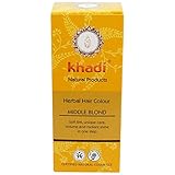  KHADI Tinte Vegetal Rubio Medio - Color y brillo duraderos - No decolora el cabello - Libre de aditivos químicos