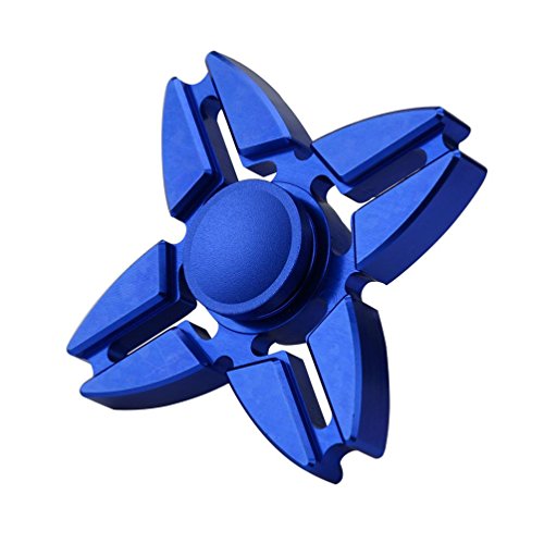 Hand Fidget Spinner,Omiky EDC Quadri Dart Fidget Spinner Aluminium Alloy Finger Groy Toy for SBDX ADD ADHD Anxiety Autism Suffers (Blue)