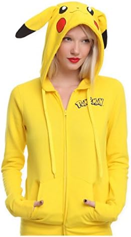 Pokemon Anime Pikachu Jacket Cosplay Ears Face Tail Zip Hoody Shirt Hoodies L