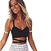 Produktbild Resplend Damen Sommer Off Shoulder Schlinge Vest-Bluse V-Ausschnitt Cut-Out-BH Crop Bustier Mode Korsett Weste Camisole Ärmellose T-Shirt Tank Tops (Schwarz, S)