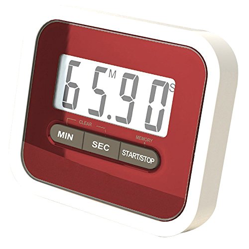 EUGO Großes Display Digitaler Küchentimer - Elektronischer Timer mit Magnet und Befestigungsclip, Stander - Rot