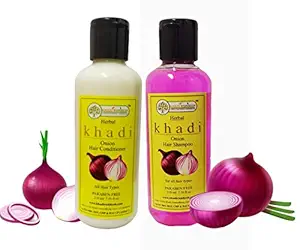 Khadi Rishikesh Herbal onion shampoo & onion conditioner for hair growth, reduce hair fall,dandruff, shiny and smooth to hair, makes hair roots stronger,boys & girls and men & women(420 ml)