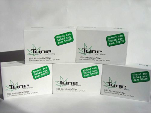 500 TUNE Aktivkohlefilter 5 x 100er 9mm Eindrehfilter Filter Tips Filtertips Pfeife Drehen Roll Aktivkohle