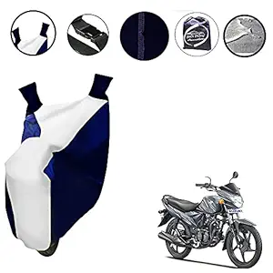 Auto Pearl White and Blue Matty Bike Body Cover with Mirror Pockets Buckle Belt for - Suzuki Hayate