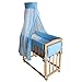 Honey Bee Baby Cradle, Rocking Crib and Bedside Bed 3 in 1 -Blue