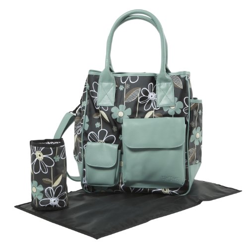 Tippitoes Girl About Town Changing Bag (Turquoise/Black Floral)