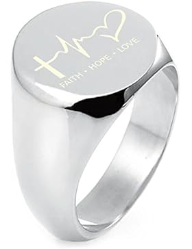 Sterling Silber Glaube Hoffnung Liebe Rettungsleine Graviert Runde Flache Oberseite Polierte Ring