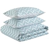 Amazon Basics Cotton Light Duvet Cover Set - 155 x 200 cm / 50 x 80 cm, Low Chevron