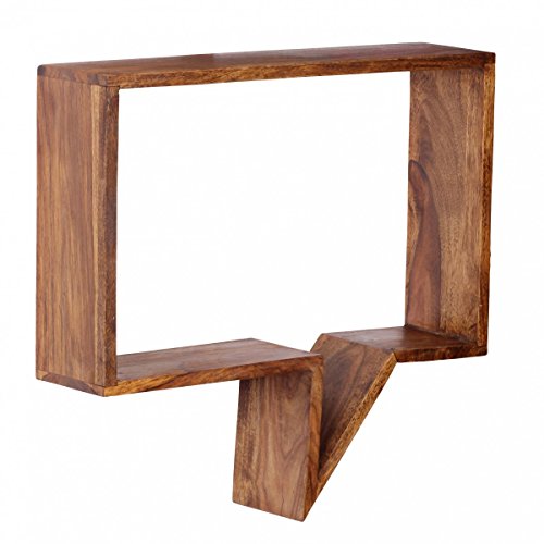 FineBuy 2er Set Wandregale Massiv-Holz Sheesham Holz-Regal Landhaus-Stil Hängeregal Echt-Holz Design Wand-Board Natur-Produkt Wandkonsole dunkel-braun unbehandelt Regale zum Aufhängen Unikat Ablage - 6
