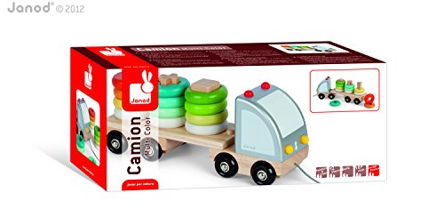 Imagen 3 de Janod 4505596  - Camiones con 12 anillos de colores de apilamiento