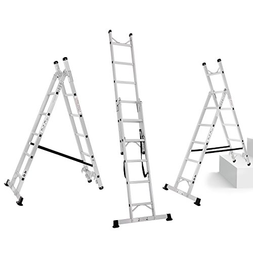 Songmics Leiter (2.57m) Treppenleiter Universalleiter 3-Wege-Haushaltsleiter aus Aluminium GLT260 - 2