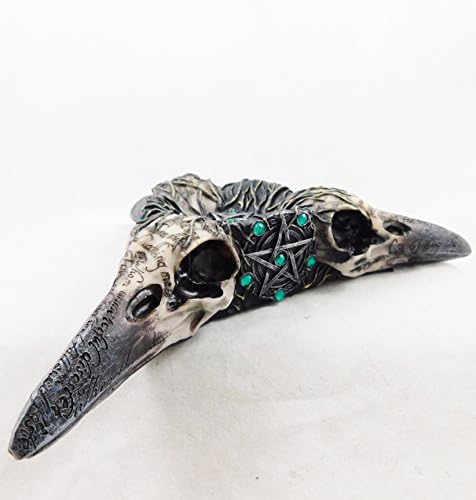 Triple Raven Wiccan Crow Skull Gothic Pentagram Pagan Crystal Ball Holder or Candle Stand