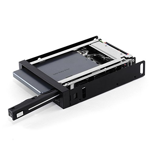 CSL 8,9cm (3,5″) Dual Wechselrahmen/ Mobile Rack für 2x 6,4cm (2,5″) Festplatten | SATA I/II/III und SSD-fähig| Hot Plug Funktion | kompatibel für bis zu 2x Festplatten in 2,5″ (6,4cm) | Farbe: schwarz/silber - 5