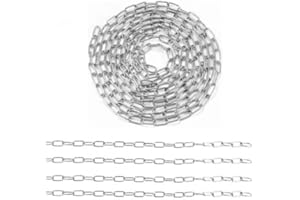 Focenat 8 Mètre 1.2 mm Chaîne Acier Maillons, Chaîne en Acier Inoxydable 304 Solide et Robuste Avec Soudés en Acier pour Clôture, Chaîne à Maillons, Chaîne De Séchage, Charge Maximale de 10KG