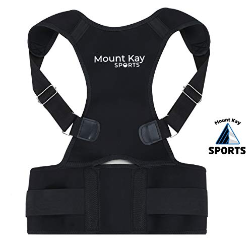 Rückenstabilisator Mount Kay SPORTS PREMIUM Rücken Geradehalter zur Haltungskorrektur für Damen und Herren zur aktiven Stützung der Wirbelsäule, Haltungstrainer und Rückenstütze (Black, M)