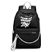 Produktbild Xurgm Schultasche Reisen Wasserdicht Laptop Rucksack Luminous Lyrics Drucken Ladegerät USB (Schwarz + Grauer Gürtel)