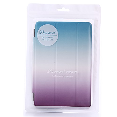 iPad 2 iPad 3 iPad 4 Hülle, DEENOR Rainbow Colour Series Smart Cover Transparent Back Cover Ultra Slim Light Weight Auto aufwachen / Schlaf Funktion Schutzhülle Hülle für Apple iPad 2 iPad 3 iPad 4. (Sky blue and Purple) - 2