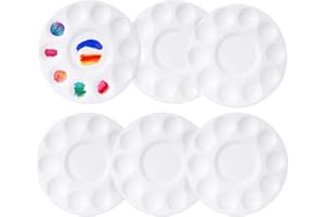 SHANBYE Mischpalette,6 Stück Kunststoff Runde Palette Farbpalette für Kinder und Erwachsene für Aquarell Malen und Bastelarbeiten Weiß Durchmesser-17 cm