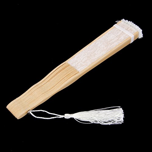 MagiDeal Retro Spitzen Faltfächer Fächer Handfächer Weiß+Chinesische Seide Schutzbeutel Tasche Rosa - 3