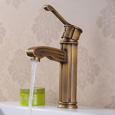 HFaucet® Single Handle Centerset Antique Brass Finish Wood-like Bathroom Sink tap