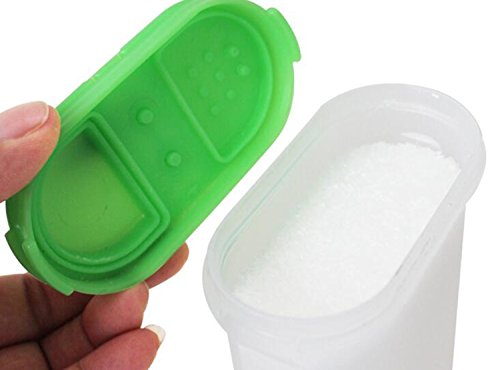 Plastik Kleine Gewürzdosen 3 Set, Streudosen Vorratsdosen mit Deckel und Verschlussklappe,BPA- und schadstofffrei – transparent (Green) - 4