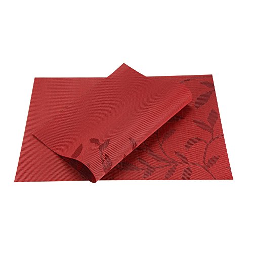 Top Finel umweltfreundlich Platzmatten-Set Tischsets Platzdeckchen Tischmatte dekorativ Unterlage 30 x 45 cm 4er Set Rot - 3