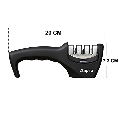 Anpro Messerschärfer, Messerschleifer, Knife Sharpener mit 3 Stufen, Schwarz - 5