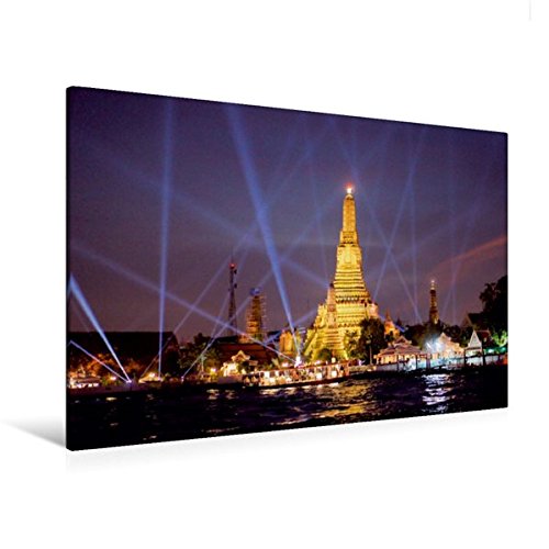 Premium Textil-Leinwand 120 cm x 80 cm quer, Wat Arun, Thonburi | Wandbild, Bild auf Keilrahmen, Fertigbild auf echter Leinwand, Leinwanddruck (CALVENDO Orte)