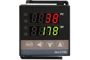 FTVOGUE REX-C100 Controlador De Temperatura Pid LED Digital Kit De Termostato Incluye 0-1300 ° C Termostato 100-240v (REX-C100fk07-v * An) + Relé De Estado Sólido (brm-40da) + 1m M6 Termopar Tipo K