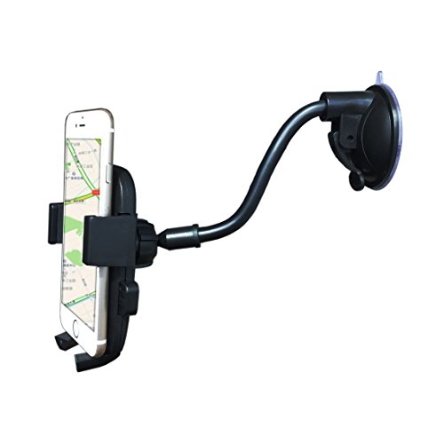 Premium Car Mobile Phone Holder with Ultra-Sticky Suction Cup Compatible for iPhone Samsung and more Smartphones Universal Gooseneck Car Mount, Black