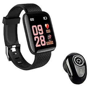 TechKing (Buy Smartwatch Get Free Bluetooth Headset/Earphone) D13 Smart Bracelet Fitness Tracker Heart Rate Monitor Smart Wristband Smartwatch for Boys/Men/Girls/Women