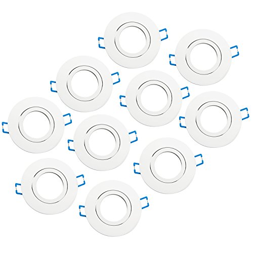 Preisvergleich Produktbild Einbaurahmen schwenkbar mit Druckring Weiß 10 Stück