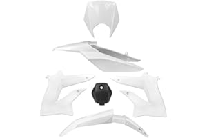 NTT KIT CARROSSERIE ADAPT. DERBI SENDA DRD XTREME (2010 A 2015 ) BLANC (6 PIECES) GARDE BOUE AVANT OUIE DROIT OUIE GAUCHE CARENAGE ARRIERE TRAPPE A ESSENCE FACE AVANT