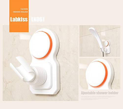 labkiss Verstellbare Duschkopf Halterung, Super starken Vakuum Saugnapf Hand Held Dusche Halterung, wiederverwendbar, wasserdicht, Heavy Duty, 360 Drehen, Wandhalterung Duschkopf Halterung für Badezimmer Waschraum-, weiß - 4
