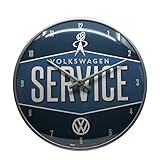 Die Wanduhr im Vintage Design verfügt über einen hochwertigen Metallrahmen und eine gewölbte Glasfront.