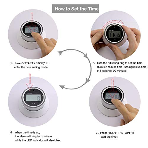 KWOKWEI Digitaler Küchentimer, Kurzzeitmesser Küche/Eieruhr mit LCD-Bildschirm, Elektronischer Timer/Magnetisch Timer mit Alarm & Countdown Funktion für Kochen, Backen, Studieren, Sport, Spielen - 2