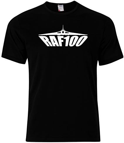 RAF 100 Years Air Force Centenary Vulcan Bomber T Shirt Mens Black T-Shirt - Size S (Chest 35-37 Inch)