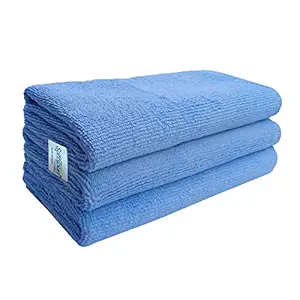 SOFTSPUN Microfiber Cloth - 3 pcs - 40x40 cms - 340 GSM Sky Blue - Thick Lint & Streak-Free Multipurpose Cloths - Automotive Microfibre Towels for Car Bike Cleaning Polishing Washing & Detailing