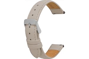 Toff London Ladies Leather Watch Strap, Quick Release with Silver Metal Buckle, Band Width 18mm