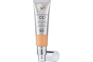 iT COSMETICS, CC+ Cream e Fondotinta Anti-età, Alta Coprenza, Waterproof, Finish Naturale, Formula con Peptidi, Collagene e Vitamine, Your Skin But Better, Tonalità: Neutral Tan, 32 ml