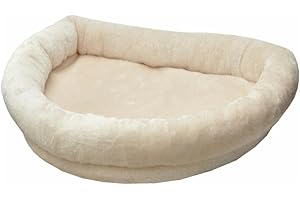 nanook Fensterbank Liege Top für Katzen - Fensterliegekissen - Plüschrand - XXL 60 x 45 x 10 cm - beige