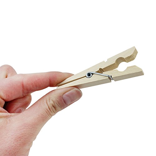 COM-FOUR® 100x naturbelassene Wäscheklammern, stabile Wäscheklammern aus hochwertigem Birkenholz (100 Stück) - 4