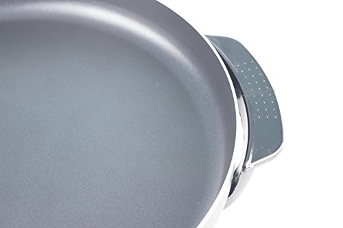 Neudorf Elektronik Manufaktur XXL Partypfanne B/ Bratfläche Aluminium-Guss Pfanne (!!!Unibody!!! – kein aufgesetztes Blech – siehe Vergleichsbild) ca. 3mm stark/ Elektrische Pizzapfanne Elektropfanne Bratpfanne/ Antihaft-Beschichtung/ 1500 Watt (100-240 °C)/ Maße: Ø 40cm - 8