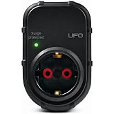 UFO New Single Current Protected Grounded Socket, Continuous Protection, 16A 250V, Max 3500W Overload Protection (Black)