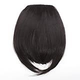 MISS20 Clip In On Bang Fringe Hair Extension Dark Brown4#--Straight and longside