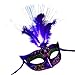 Price comparison product image Moonuy Halloween LED Masks Women Venetian LEDFiber Mask Masquerade Fancy Dress Party Princess Feather Masks (Purple)